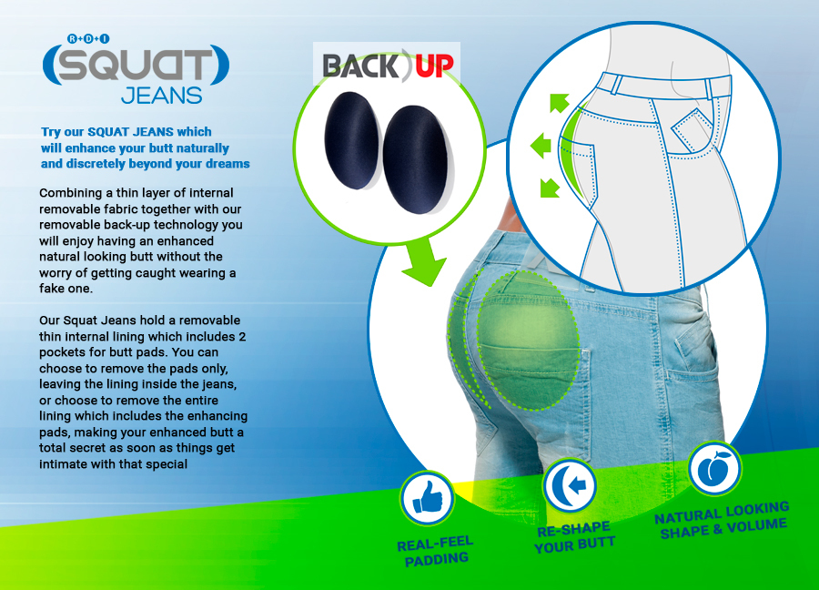 Squat Jeans hátsó formázó kialakítás