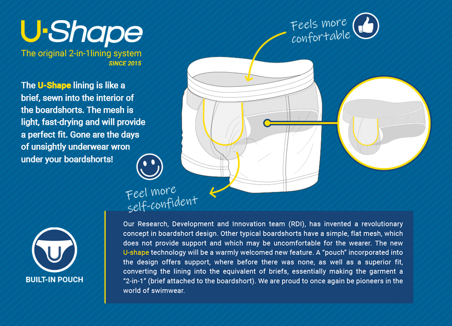 U-Shape brief jellegű belső bélés fürdőshortban